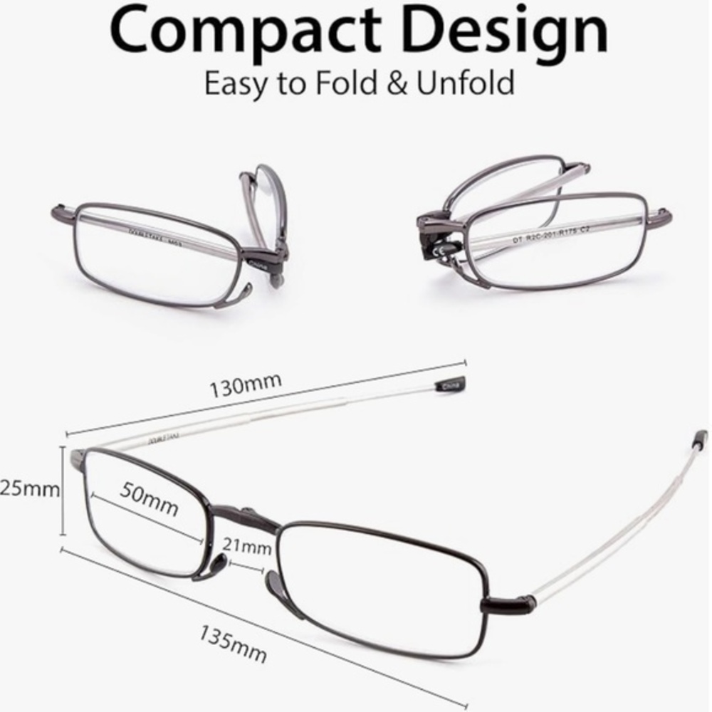 DOUBLETAKE Reading Glasses - Folding Readers Includes Case 1.0